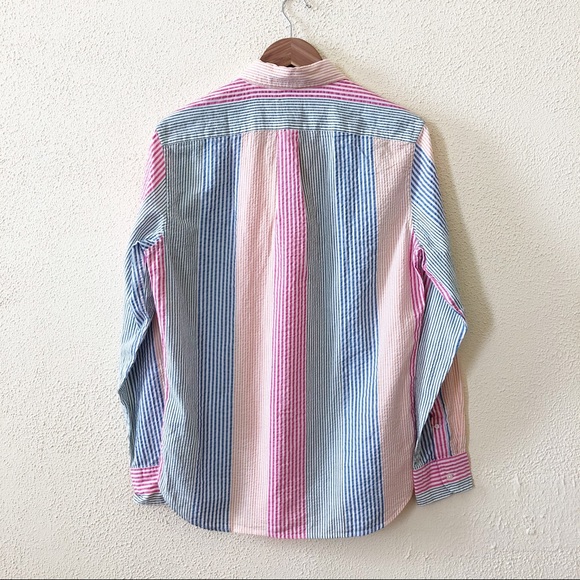 NWT J. Crew Multicolor Seersucker Slim Fit Shirt in Stripe S - Picture 3 of 3